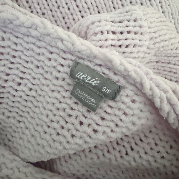 AERIE Chenille Hoodie Sweater Light Purple Small S - Picture 8 of 9